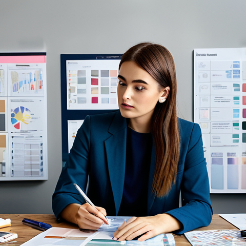 소셜미디어 콘텐츠로 브랜드 신뢰 쌓기 - ** A social media manager brainstorming content ideas for a cosmetics brand. She's surrounded by moo...